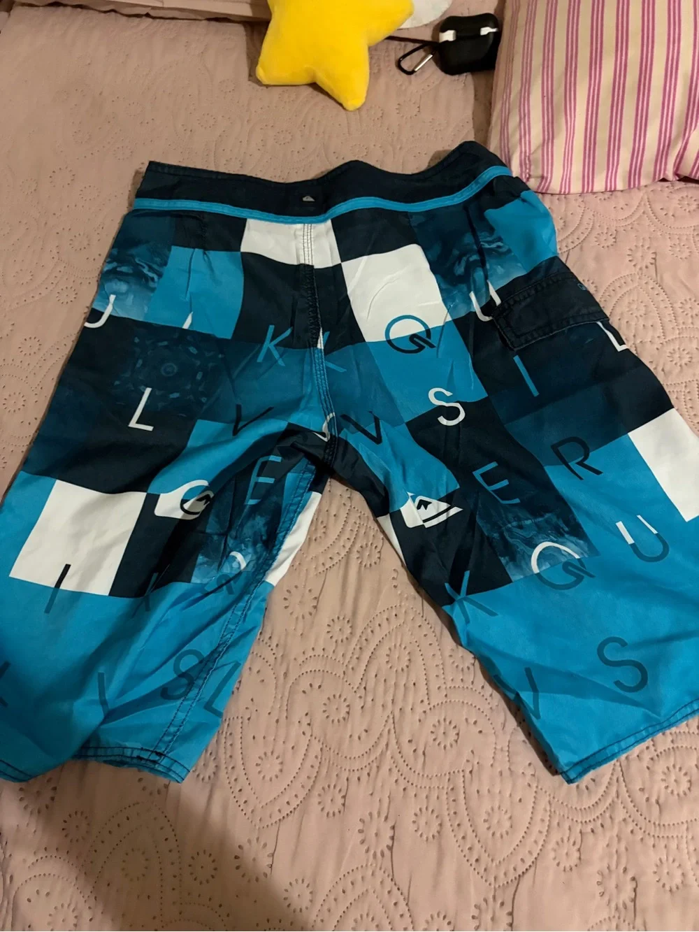 Quiksilver Black and Blue Checkerboard Boardshorts